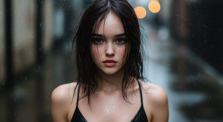 Mysterious woman in the rainの素材