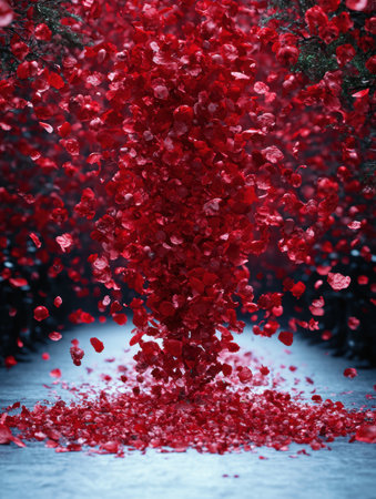 Explosion of red crystal-like petalsの素材