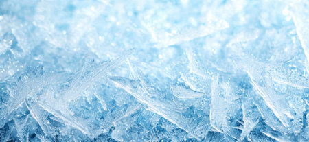 Frozen ice crystals sparkling in the winter snowの素材