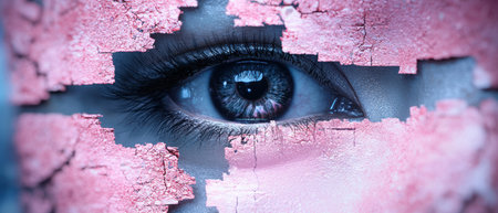 Surreal eye with cracked pink backgroundの素材