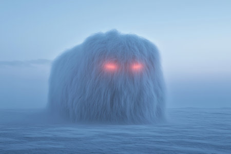 mysterious creature emerging from the fogの素材