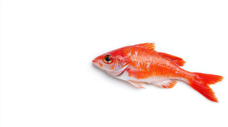 Vibrant orange koi fish on white backgroundの素材