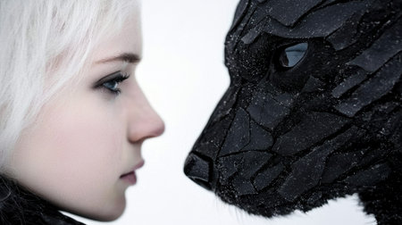 Mysterious woman with white hair and dark makeupの素材