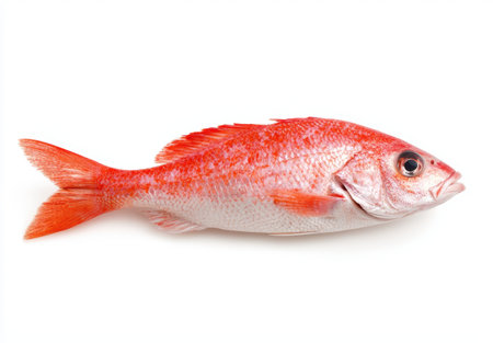 Vibrant red fish with detailed scalesの素材