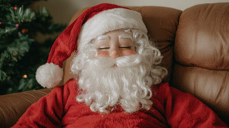 santa claus resting on couchの素材
