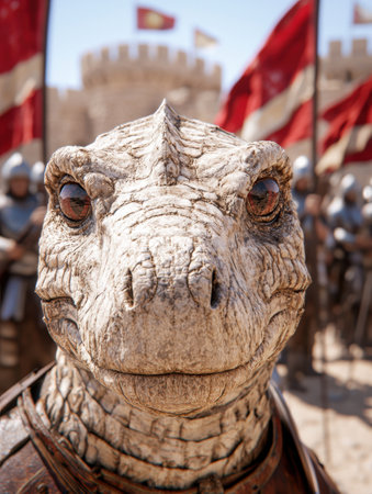 Fierce dragon warrior guarding the castleの素材