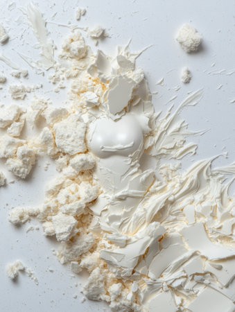 Creamy white cosmetic product spilled on surfaceの素材