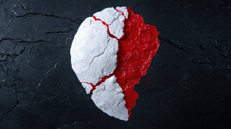 Cracked white stone with red liquidの素材