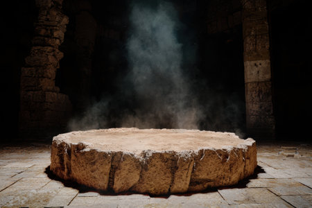 Mysterious smoky ritual scene in ancient ruinsの素材