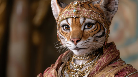 Regal tiger in ornate costumeの素材