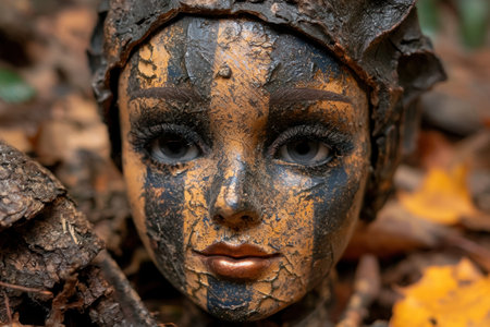 Close-up of a weathered and textured faceの素材