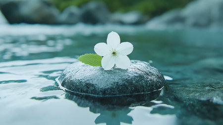 white flower floating on waterの素材