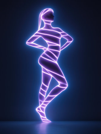 glowing neon human figure silhouetteの素材