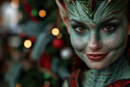 Festive holiday portrait of a person in costumeの素材