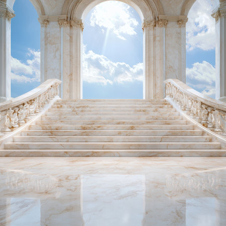 Majestic marble staircase leading to the heavensの素材