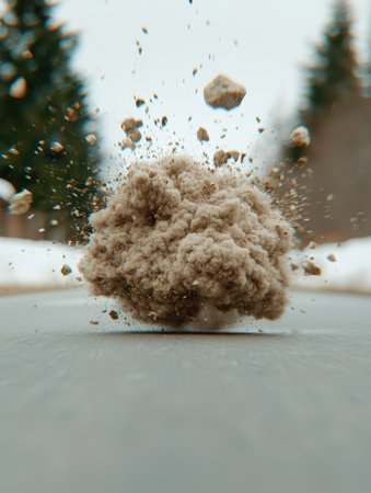 Explosive debris cloud in motionの素材
