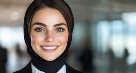 Confident young woman in professional attire smilingの素材
