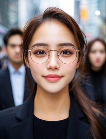 young professional woman in glassesの素材
