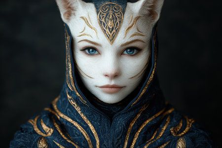 Mystical fantasy female portrait with ornate headpieceの素材