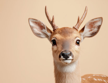 Closeup portrait of a deer with large antlersの素材