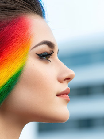 Vibrant hair colors and makeup portraitの素材