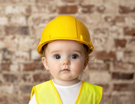 Adorable baby construction workerの素材