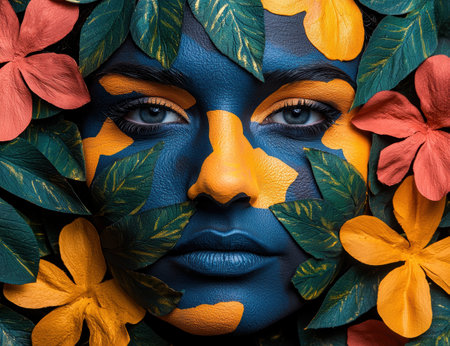 tropical floral face portraitの素材