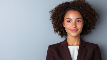 Confident young professional woman with curly hairの素材