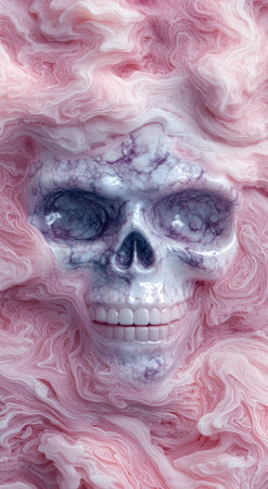 Surreal skull in pink and white swirlsの素材