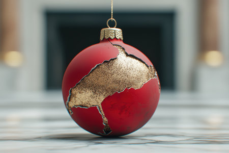 Unique christmas ornament with cracked gold designの素材