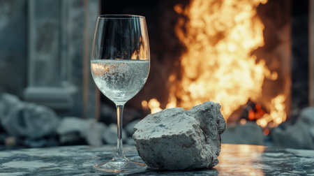 Cozy winter evening with wine and fireplaceの素材