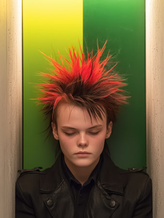 Punk rock fashion with vibrant hairの素材