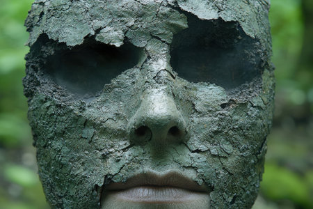 Cracked stone face in natureの素材