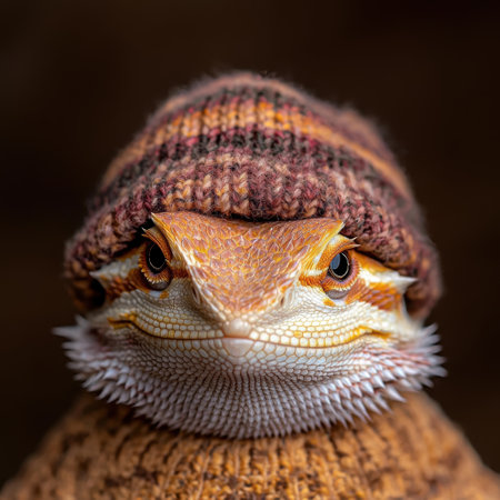 Close-up portrait of a bearded dragon lizardの素材
