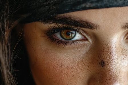 close-up of a person's eye with long eyelashesの素材