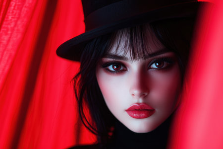 Mysterious woman in redの素材