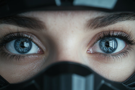 Intense blue eyes with long eyelashesの素材