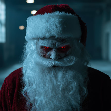 Sinister Santa Claus with glowing red eyesの素材