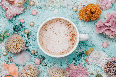 Cozy coffee break with floral decorの素材