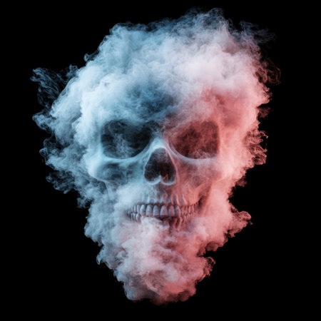 Ghostly skull made of smokeの素材