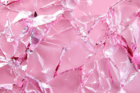 Shattered glass in vibrant pink colorの素材