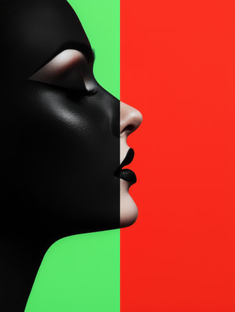 Dramatic portrait of a person with bold colorsの素材