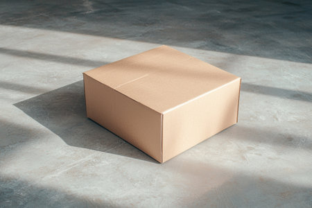 Cardboard box on concrete floorの素材