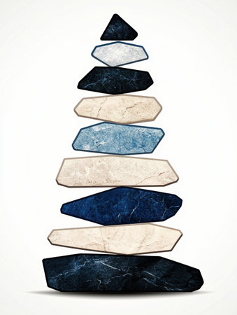 Stacked marble and stone geometric shapesの素材
