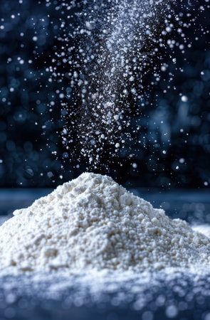 Sparkling snowfall on a winter nightの素材