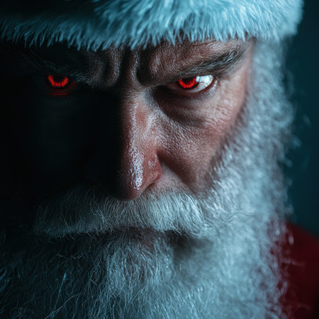 Intense gaze of a mysterious figureの素材