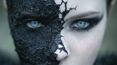 Mysterious woman with cracked faceの素材