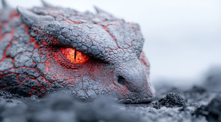 Fiery dragon eye in the mistの素材