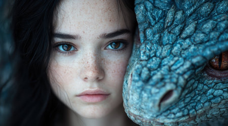 Mysterious woman with piercing eyesの素材