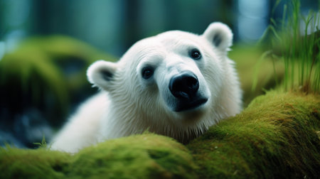 Curious polar bear in the wildの素材